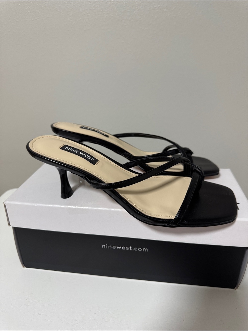 Nine West Black Anirey Women’s Square Toe Strappy Dress Sandals